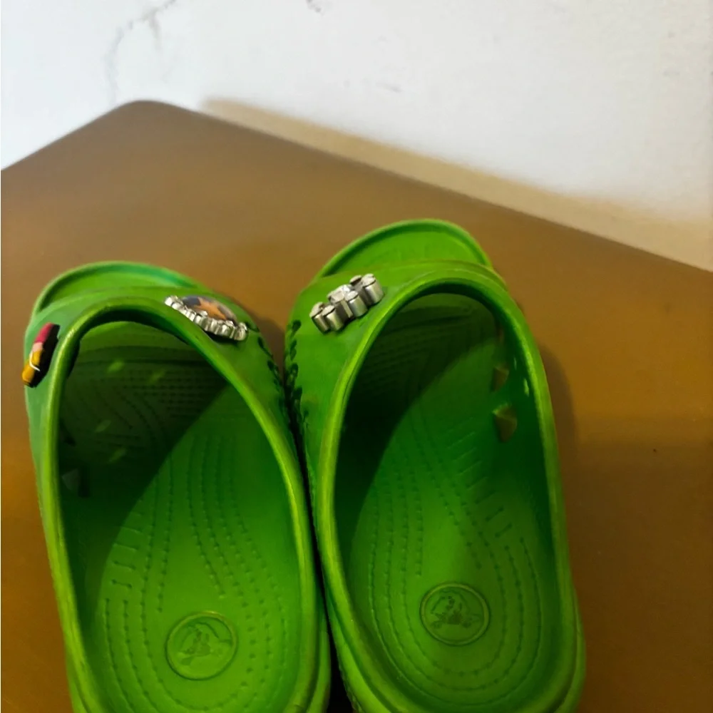 Green Kids CROCS Slide Sandals 12/13